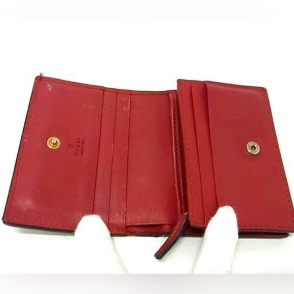 GUCCI GG Supreme PVC x leather cherry bi-fold wallet brown - Picture 3 of 7